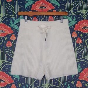 Naked 100% Cashmere Knit Cream Ivory Ribbed Keira Shorts Nwt S